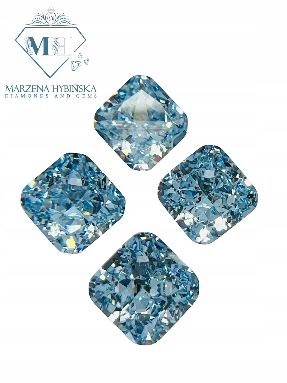 CYRKONIA akwamaryn OŚMIOKĄT 6x6 mm