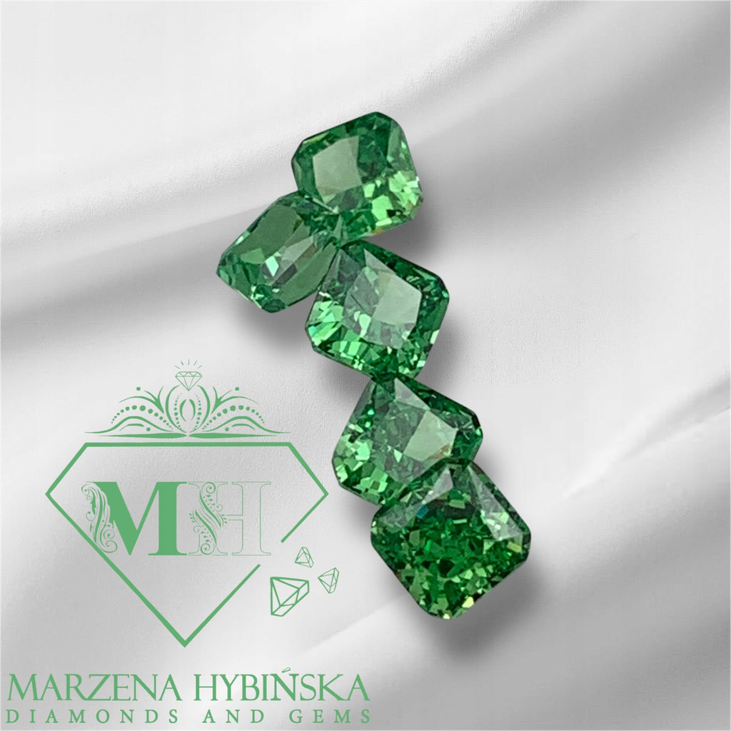 CYRKONIA zielona OŚMIOKĄT 6x6 mm