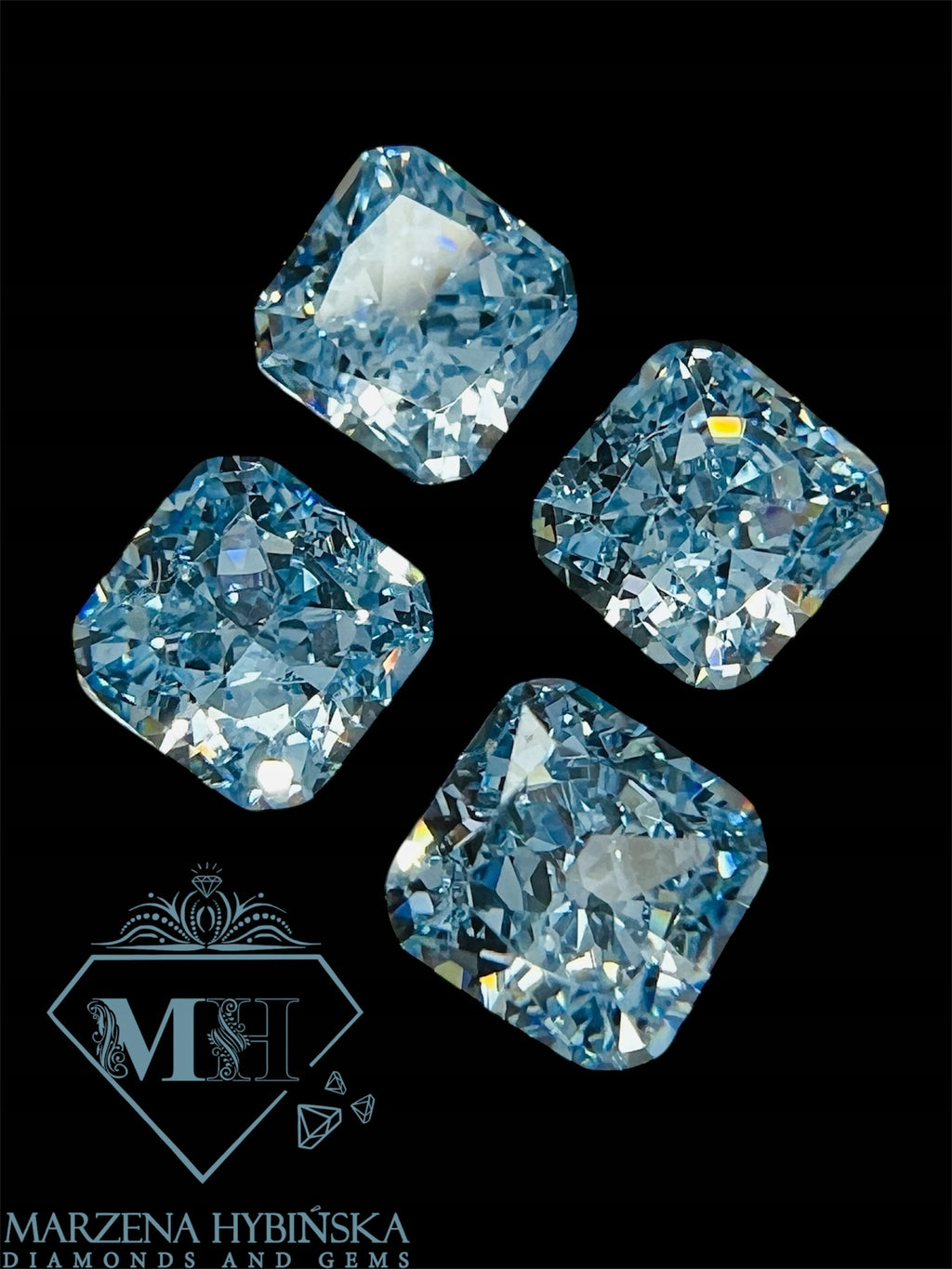CYRKONIA akwamaryn OŚMIOKĄT 6x6 mm