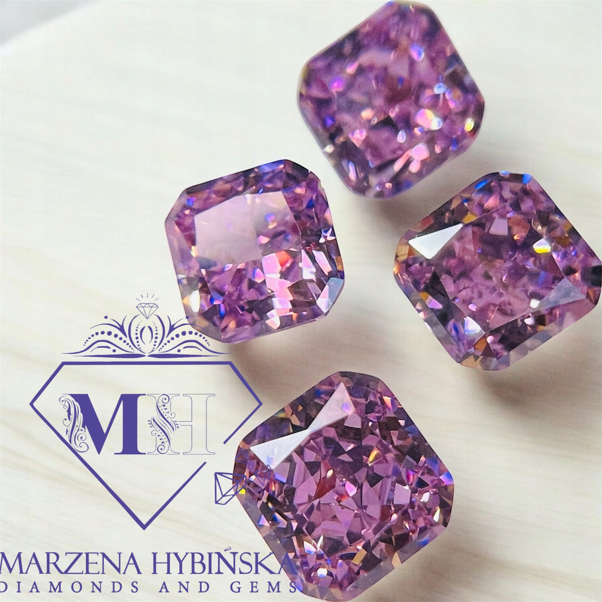 CYRKONIA ametyst OŚMIOKĄT 6x6 mm