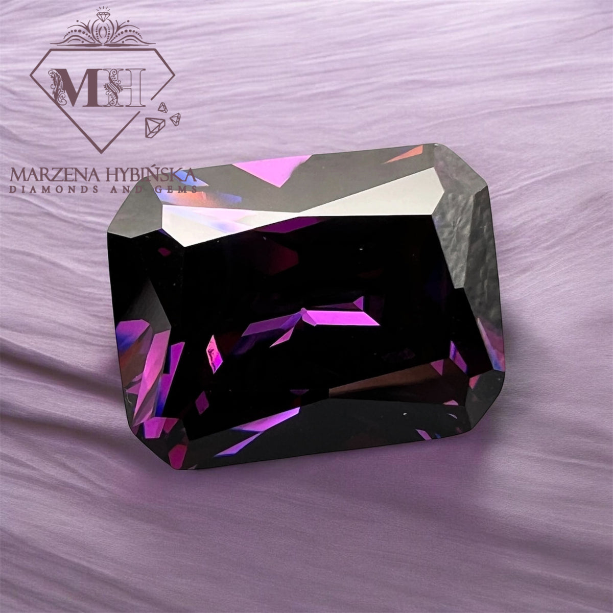 CYRKONIA ametyst OŚMIOKĄT 17x13 mm
