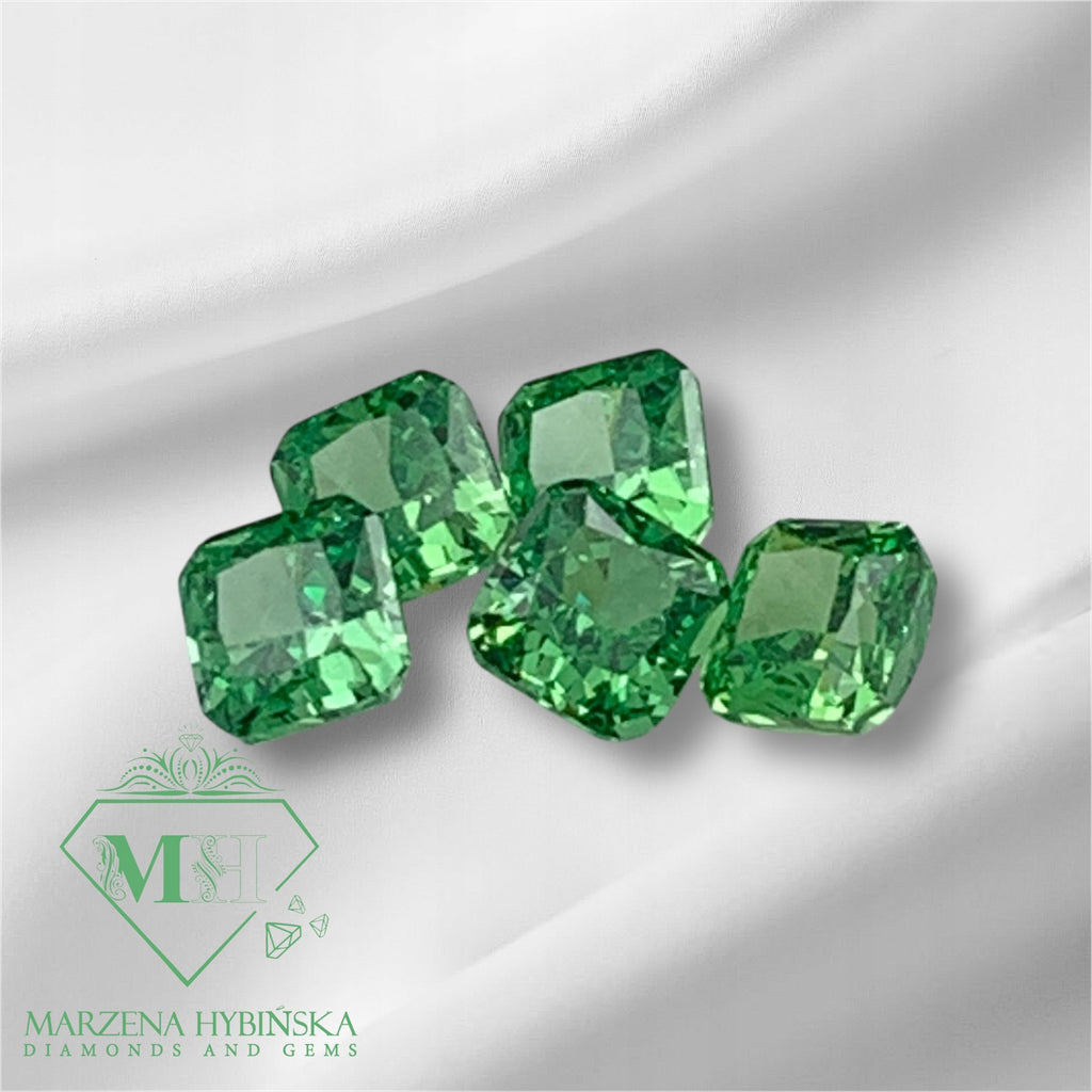 CYRKONIA zielona OŚMIOKĄT 6x6 mm