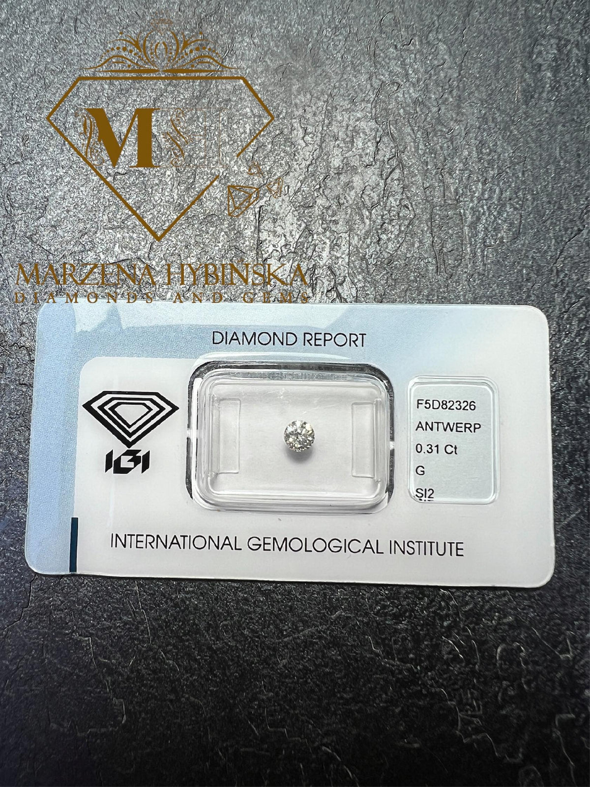 Diament G/SI2 0,31 ct IGI