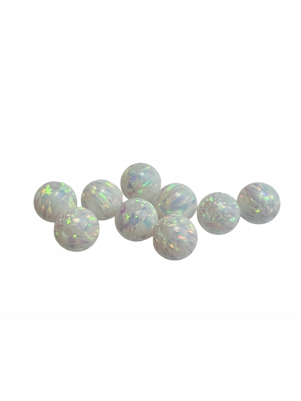 OPAL BIAŁY ARLEKIN KULA 6 mm NAWIERCONA